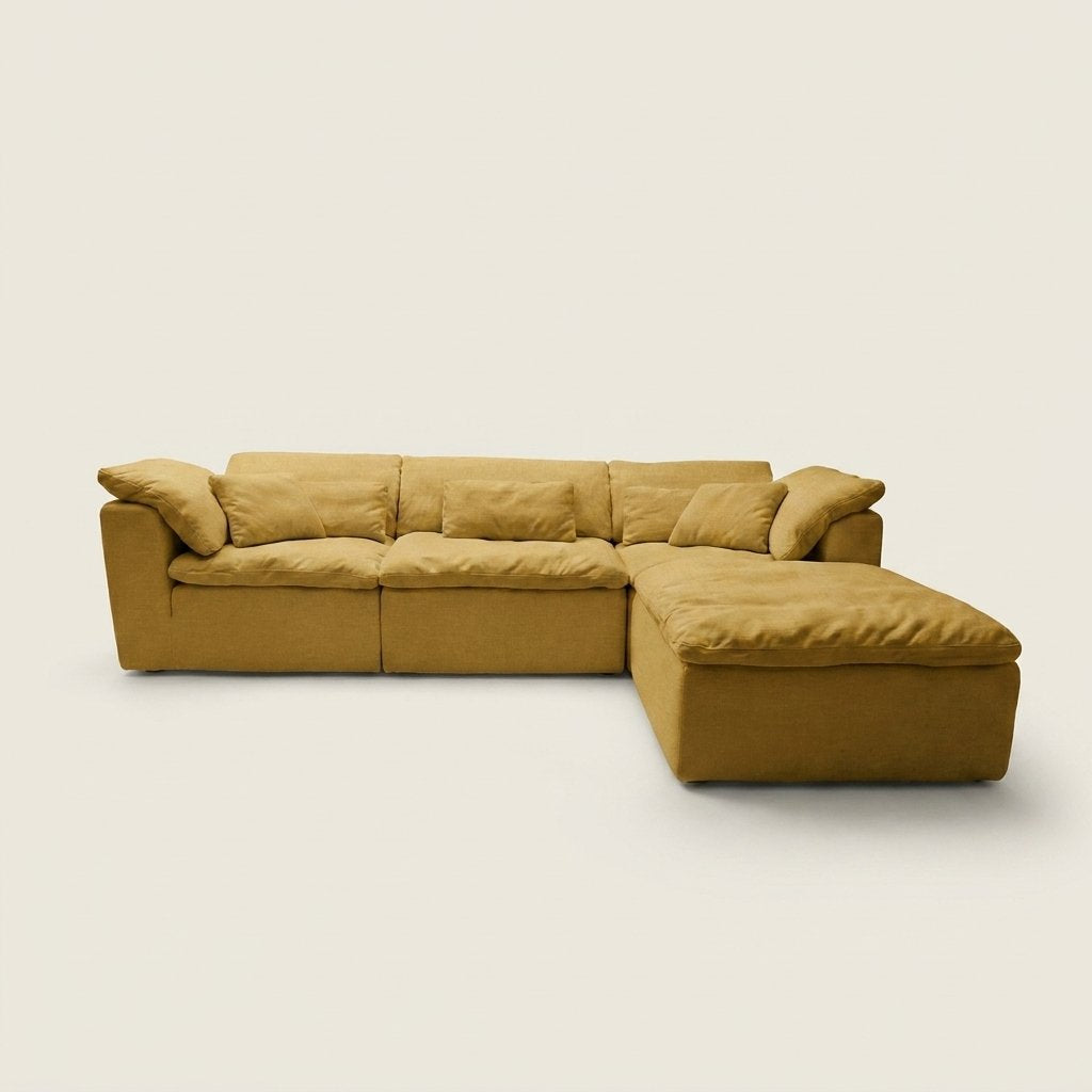Vela 4 modules, canapé modulable en tissu Wind, coloris ocre