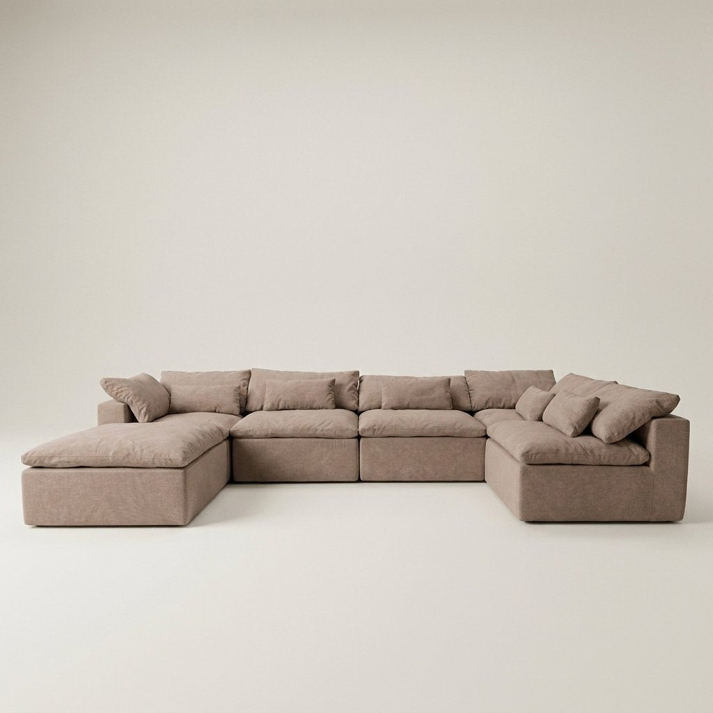 Vela 6 modules, canapé modulable en tissu Wind, coloris vieux rose
