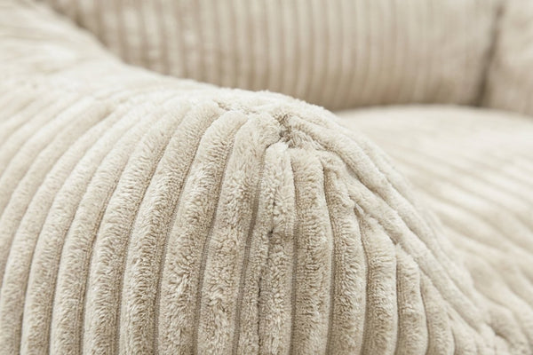 Pola blanc crème avec ottoman, détail du velours côtelé