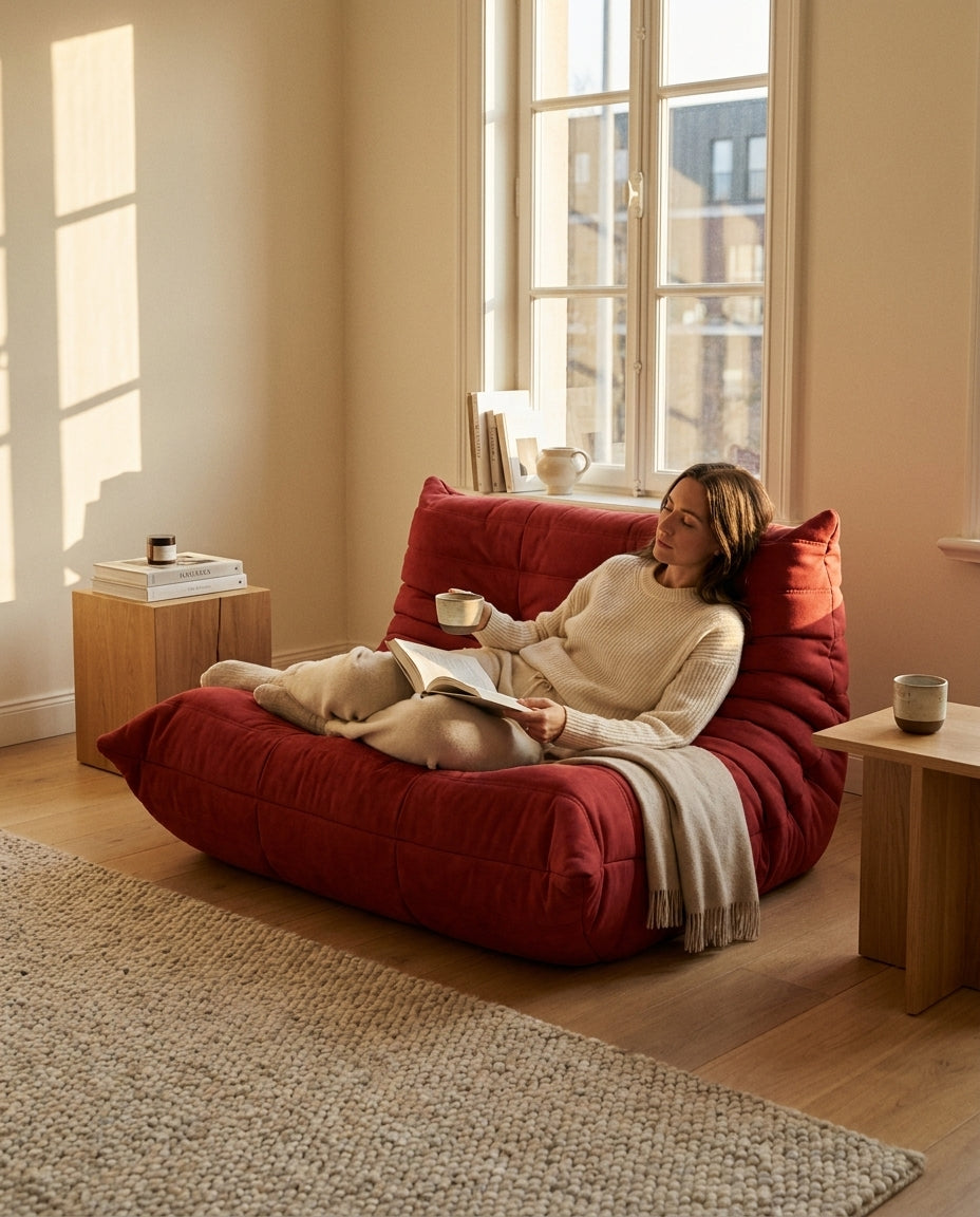 MIRA · Fauteuil lounge compressé · Terracotta