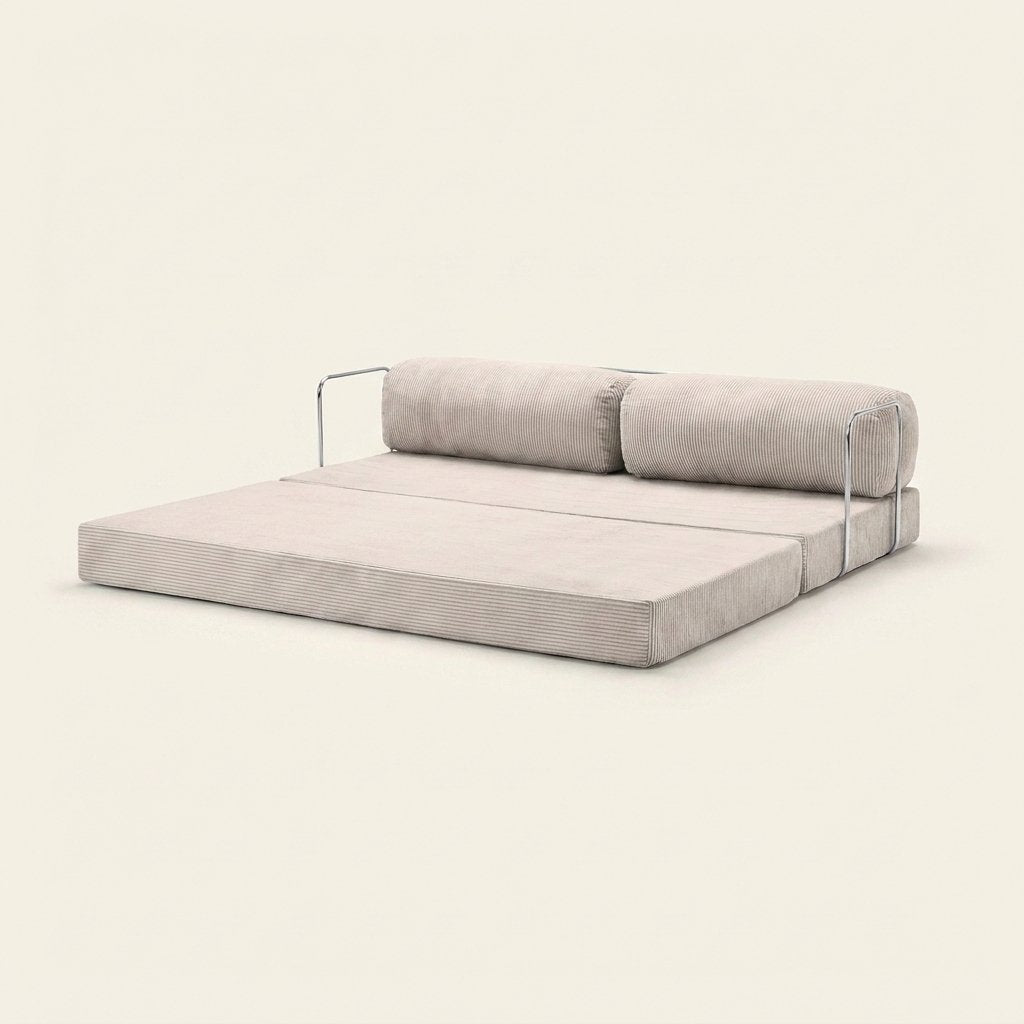 Nora Angle beige, déplié en couchage