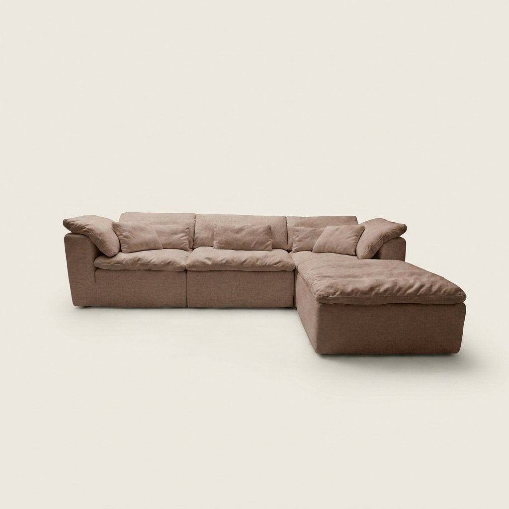 Vela 4 modules, canapé modulable en tissu Wind, coloris vieux rose