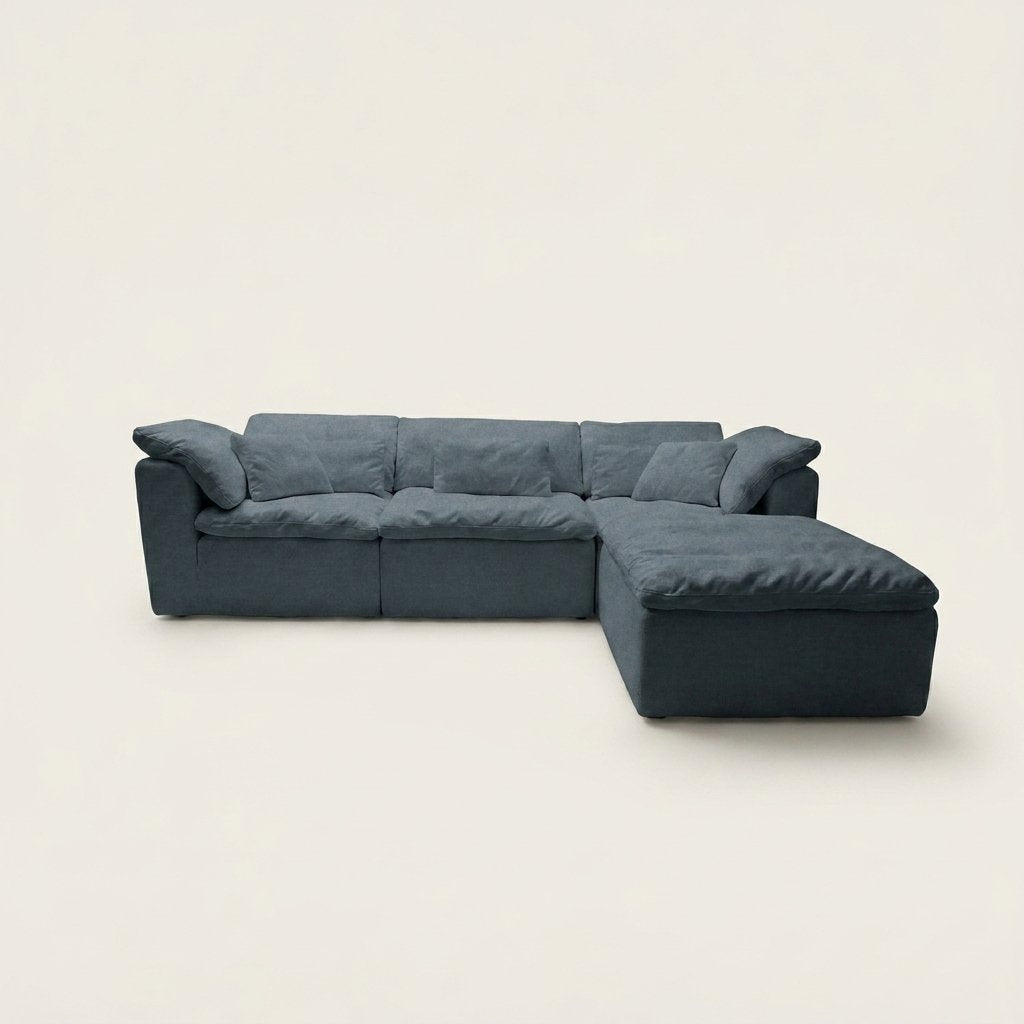 Vela 4 modules, canapé modulable en tissu Wind, coloris bleu orage