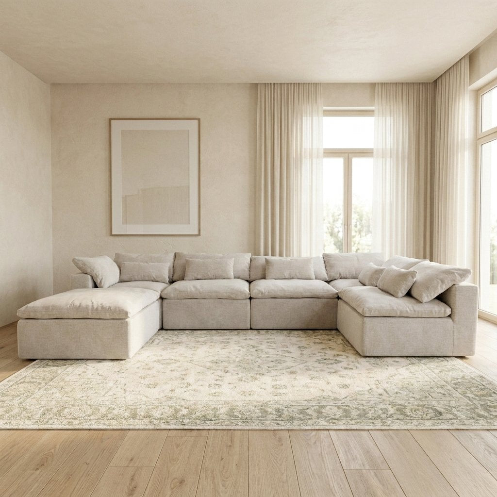 Canapé modulable Vela 6 modules blanc crème dans un salon lumineux