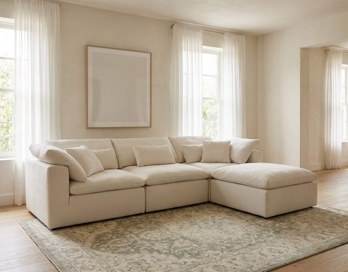 Canapé modulable Vela 4 modules blanc crème dans un salon lumineux