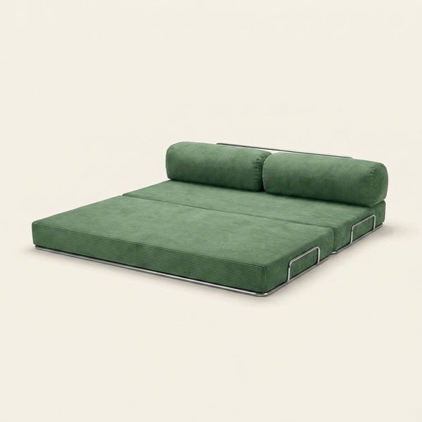 Nora Angle vert sauge, déplié en couchage