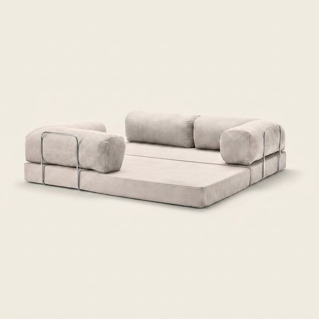 Nora blanc creme, déplié en couchage