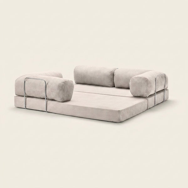 Nora blanc creme, déplié en couchage