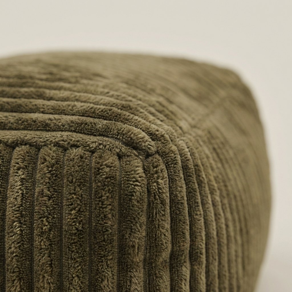 Pola kaki avec ottoman, détail du velours côtelé