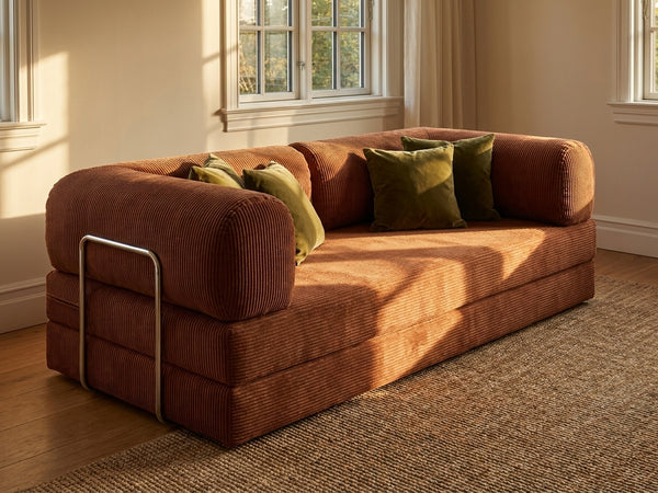 NORA canapé convertible terracotta au coucher du soleil
