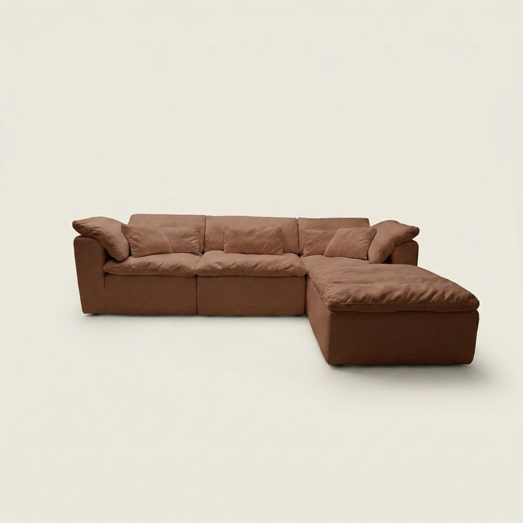 Vela 4 modules, canapé modulable en tissu Wind, coloris terracotta