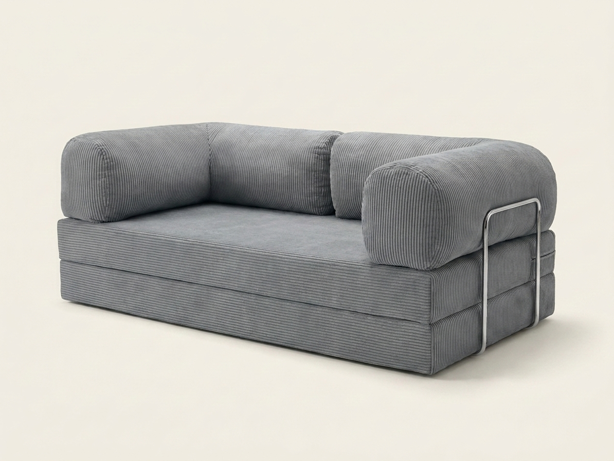 Nora, canapé convertible en velours côtelé, coloris gris