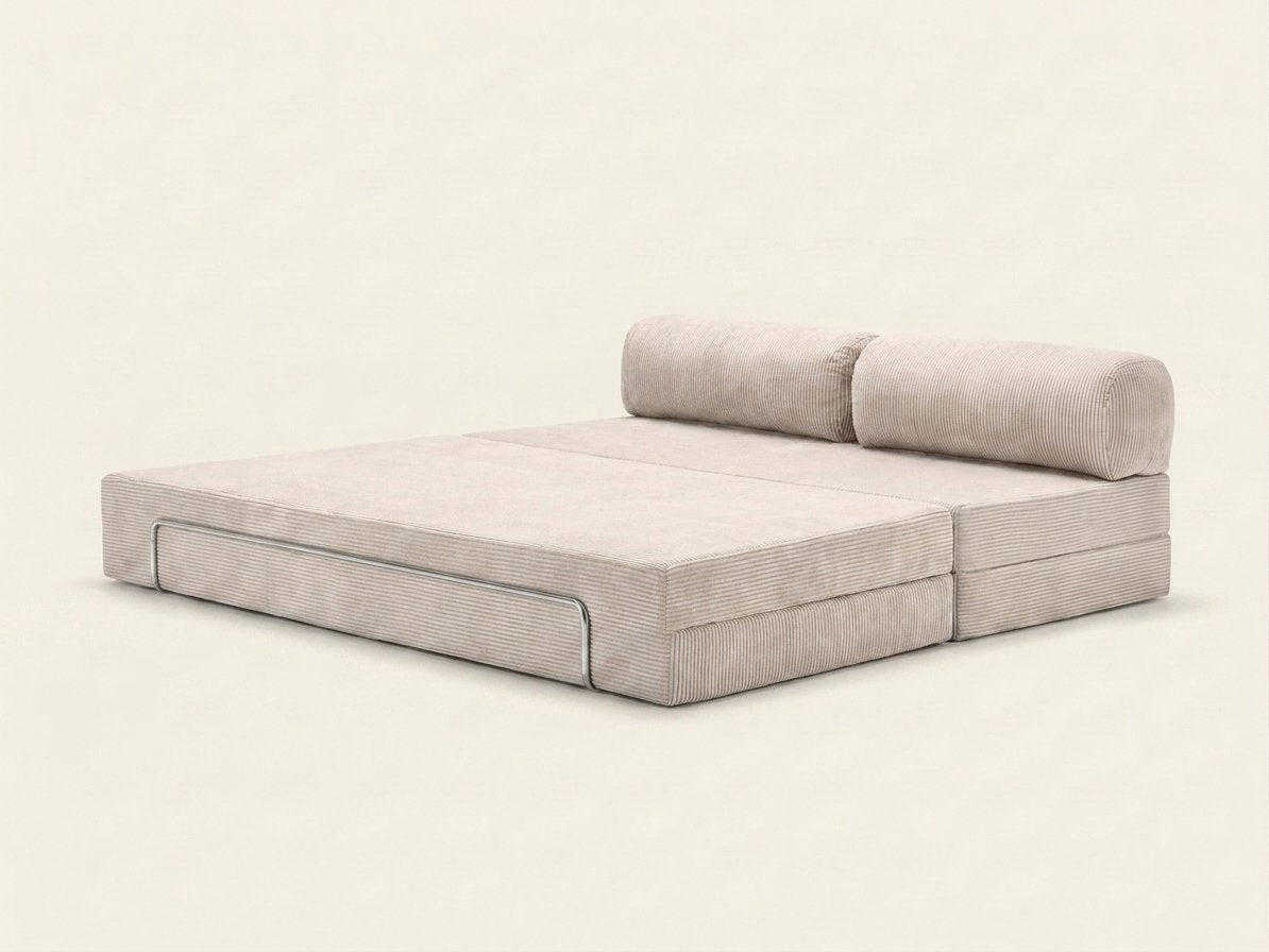 Nora Grand blanc creme, déplié en couchage