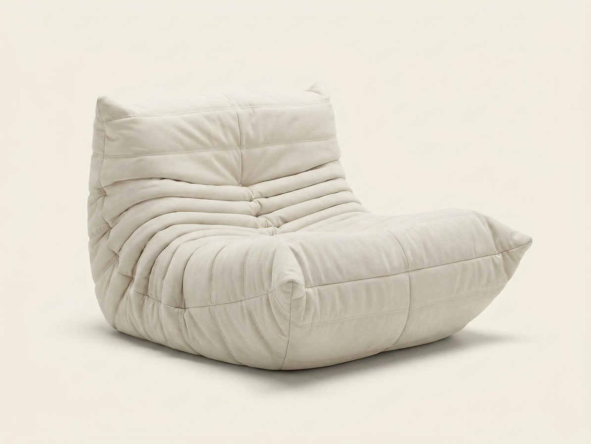 Mira, fauteuil lounge en mousse compressée, coloris blanc crème