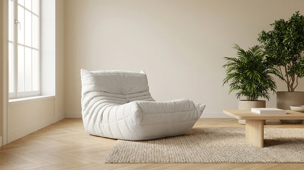 MIRA · Fauteuil lounge compressé · Blanc crème