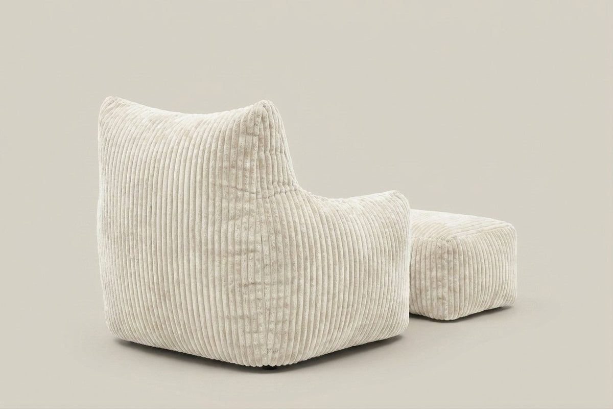 Pola blanc crème avec ottoman, vue de dos