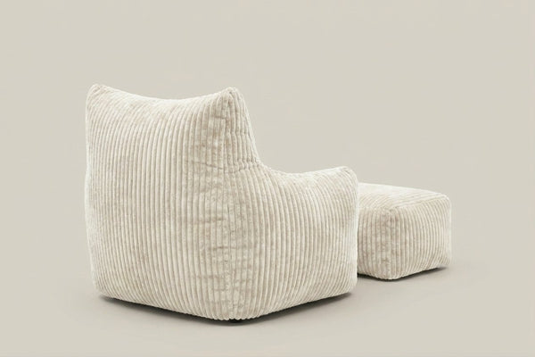 Pola blanc crème avec ottoman, vue de dos