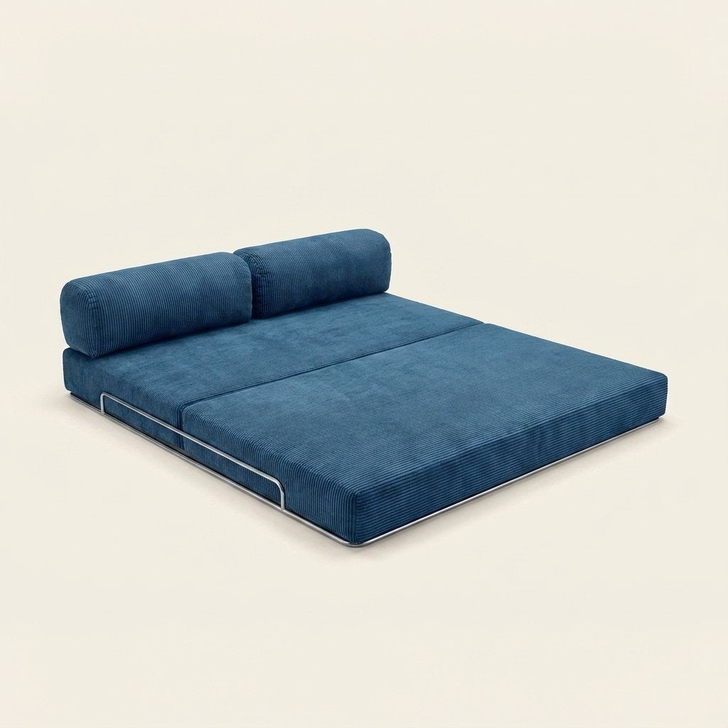 Nora Grand bleu, déplié en couchage