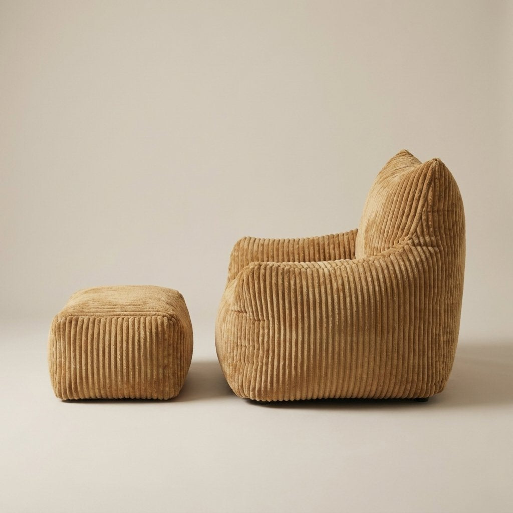 Pola caramel avec ottoman, vue de profil