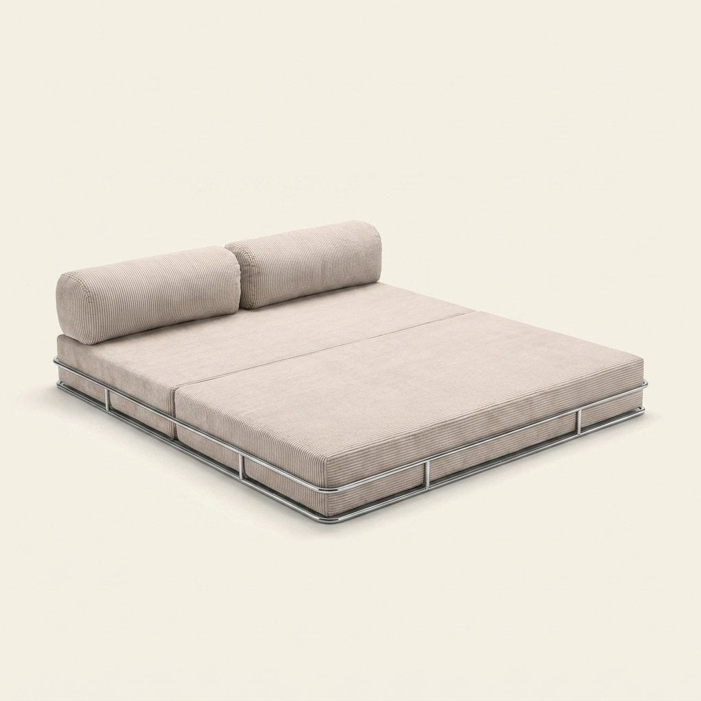 Nora Grand beige, déplié en couchage