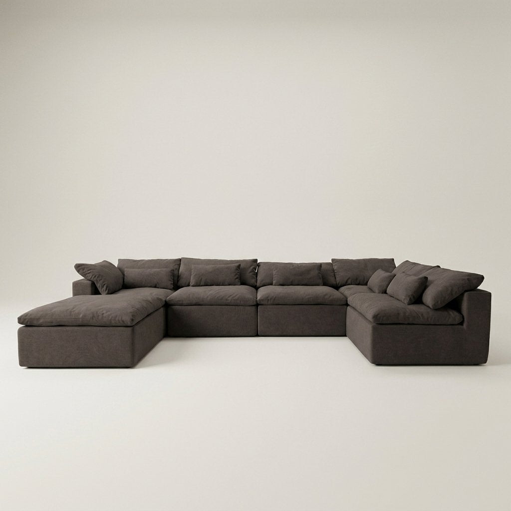 Vela 6 modules, canapé modulable en tissu Wind, coloris chocolat