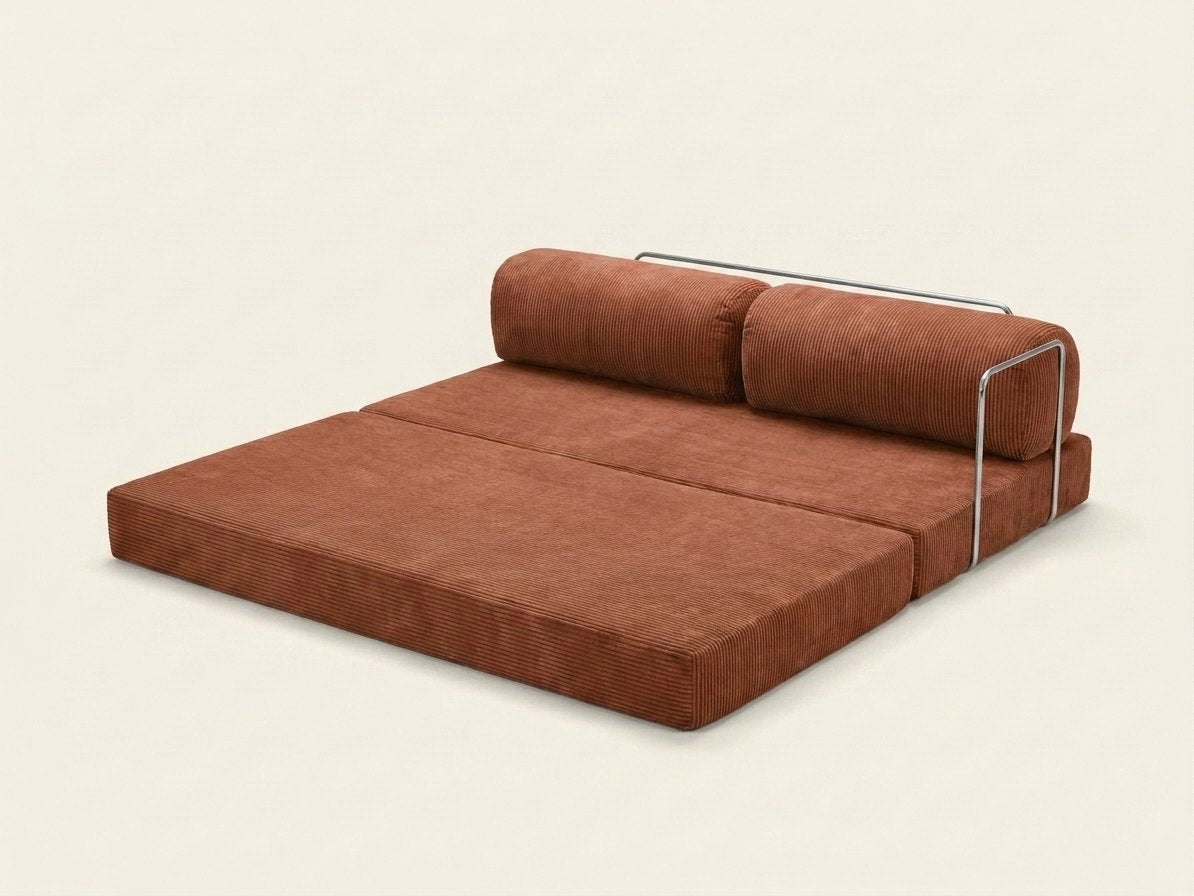 Nora Grand terracotta, déplié en couchage