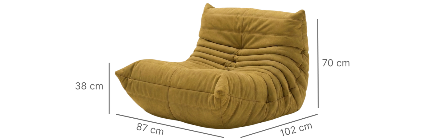 Dimensions MIRA · Fauteuil lounge compressé · Bleu